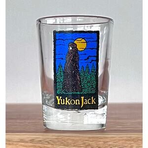Yukon Jack Full Moon Shot Glasses - Set of 2 Canadian Honey Whiskey Collectible